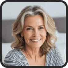 Happy woman smiling after noticing improvements in urinary comfort and fewer daily interruptions